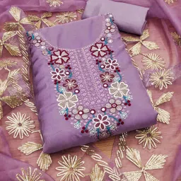 Blissta Floral Embroidered Gotta Patti Organza Unstitched Dress Material-picture-10