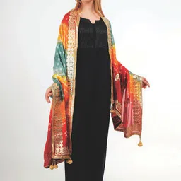 Way2Like Bandhani Printed Gota Patti Rajasthani Silk Scarf Hijab Dupatta-picture-38