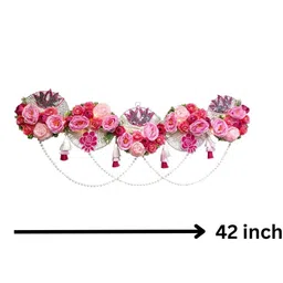 PUFFSMART Pink & White Embellished Rafiya Toran Decor image 5