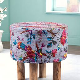 Ikiriya Grey & Pink Printed Round Wooden Ottomans-picture-6