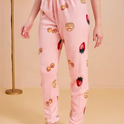 G Heist Women Printed Fleece Winter Fur Night Suit image 3