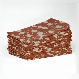 Vargottam Rust & Beige 12 Pieces Printed Cotton Reusable & Disposable Table Napkins image 2