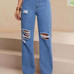 Stylecast X Kotty Women Regular Fit High-Rise Highly Distressed Non Stretchable Jeans-picture-16