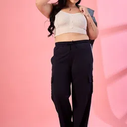 ALIZA Women Relaxed Straight Leg Cargos Trousers image 4