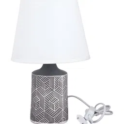 TAYHAA Black & White Textured Ceramic Contemporary Frusturical Shaped Table Lamp image 4