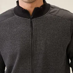 Parx Men Self Design Mock Collar Long Sleeve Zipper Open Front Jacket image 4