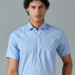 MARK & ALBERT India Slim Fit Checked Spread Collar Cotton Formal Shirt-picture-13