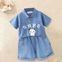 FOREVER FRIDAY Boys Graphic Printed Polo Collar Pure Cotton T-shirt With Shorts-image-74
