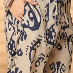 Style Heaven Beige Pure Cotton Printed Co-Ord Set image 3