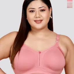 MAASHIE Women Pack of 2 Side Panel Lace Double Layered Cups High support Seamless Bra-image-40