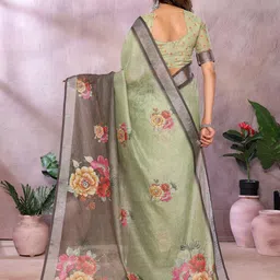 PAMPER YOURSELF Floral Linen Blend Saree image 2