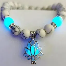 19TH JULY JEWELS Unisex White & Blue Glow In The Dark & Beaded Elasticated Bracelet image 4