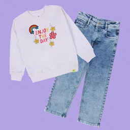 KiddoPanti Girls Printed Sweatshirt With Trousers-image-37