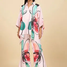 Komarri U Floral Printed Shirt Collar Tunic With Palazzos-picture-35