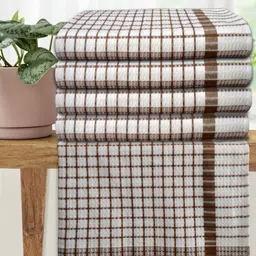 Athom Living Brown & White 5 Pcs Printed Cotton 210 GSM Bath Towel-image-27