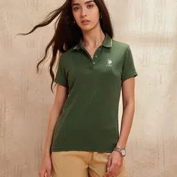 U.S. Polo Assn. Women Polo Collar Short Sleeves Regular Fit T-shirt-picture-14