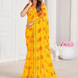 LeeliPeeri Designer Floral Beads and Stones Poly Chiffon Saree-image-93