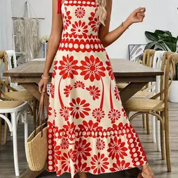 Miss Mosa By Akanksha Orange Catherine Floral Holiday Dress image 4