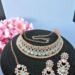 VATSALYA creation Rose Gold-Plated Artificial Stones Alloy Jewellery Set-picture-34