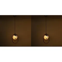 1ST TIME Blue & Gold-Toned 2 Pieces Textured Spherical Shaped Metal Hanging Ceiling Lamps-image-52