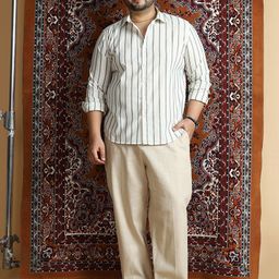 Instafab Plus Vertical Stripes Comfort Spread Collar Cotton Shirt-picture-15