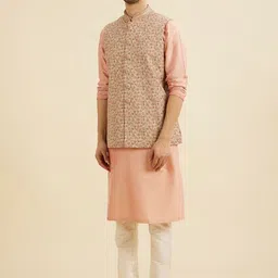 Manyavar Embroidered Woven Nehru Jacket image 5