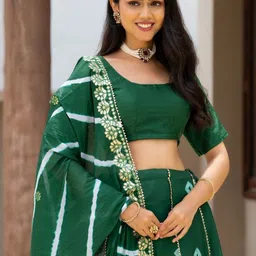 PRETTY PALLU Round Neck Gotta Patti Ready to Wear Lehenga & Blouse With Dupatta image 3