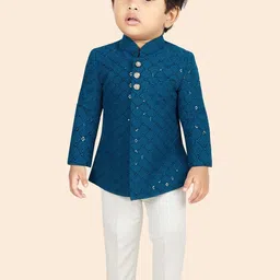 Ethniks Neu-Ron Boys Regular Mirror Work Kurta with Trousers-picture-57