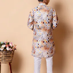 NFC CREATION Boys Embroidered Regular Sequinned Dupion Silk Kurta with Pyjamas image 5