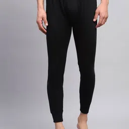 Monte Carlo Ribbed Men Wool Black Mid-Rise Slip on Thermal Bottoms-picture-33