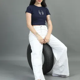 sollobell Embellished Print Cotton Crop Top image 4