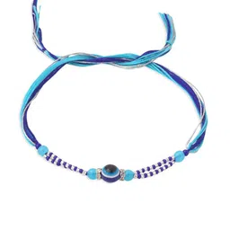 Sangria Evil Eye Artificial Beads Bhaiya Bhabhi Rakhi with Roli Chawal Chandan & Mishri image 2