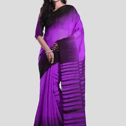 Crochetin Printed Border Solid Ikat Saree-picture-19
