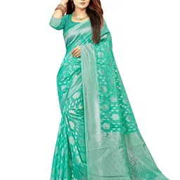 Florence Woven Design Zari Pure Cotton Banarasi Saree image 1