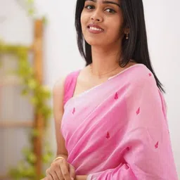 clotheva Ethnic Motifs Embroidered Linen Blend Handloom Saree image 3