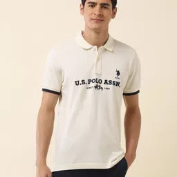 U.S. Polo Assn. Men Brand Logo Embroidered Summer Splash Polo Collar Cotton T-shirt image 2