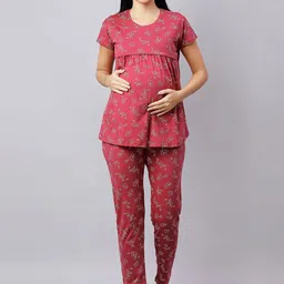 DZZO Maternity Printed Pure Cotton T-shirt With Pyjamas-picture-40