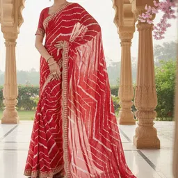 Anouk Rustic Leheriya Zari Poly Georgette Leheriya Saree-picture-34