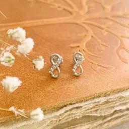 Boldiful 925 Sterling Silver Cubic Zirconia Studded Infinity Helix Contemporary Studs-picture-28
