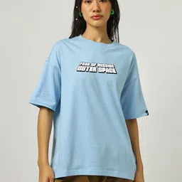 Bewakoof Women Graphic Printed Round Neck Cotton Oversized T-shirt-image-32