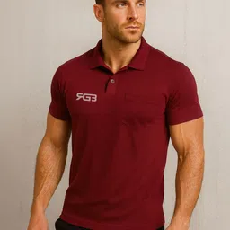 3Colors Men Brand Logo Printed Polo Collar Pockets T-shirt image 4