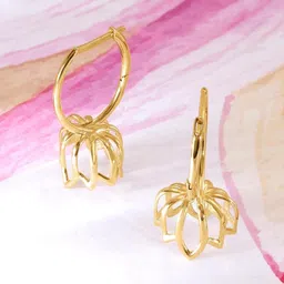Mia by Tanishq 14Kt Gold Lit Lotus Hoop Earrings-image-65