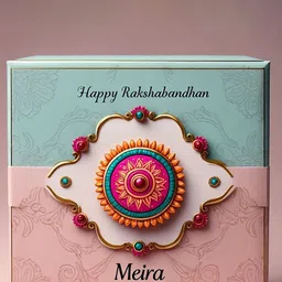 MEIRA JEWELLERY Set Of 2 Leafy Ganesha Rakhis With Greeting Card & Roli Chawal image 2
