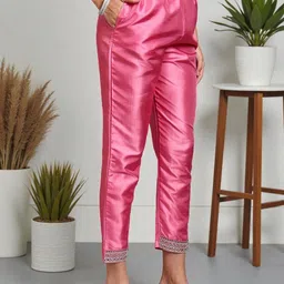 BANJANAN Women Ethnic Motifs Embroidered Regular Thread Work Kurta with Trousers image 4