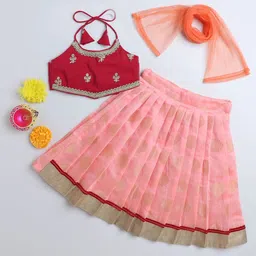 MANY FROCKS & Girls Embroidered Thread Work Ready to Wear Lehenga Blouse With Dupatta-picture-23