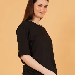 Kasendra Graphic Printed Round Neck Drop-Shoulder Sleeves Cotton Oversized T-shirt image 3