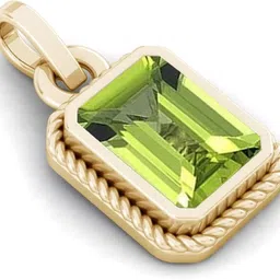 jemskart 7.25 Ratti Natural Peridot Pendant Stone Locket Original Certified Gemstone Gold-plated Peridot Brass Pendant image 4