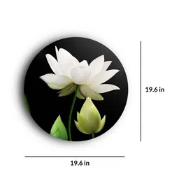 Round Multicolour Gracefully White Lotus Canvas Art Print By The Artment image 3