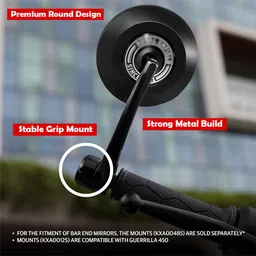 asryd Manual Rear View Mirror, Dual Mirror For Royal Enfield Classic 350, Continental GT, Guerrilla 450, Shotgun 650, Super Meteor 650, Himalayan 450 image 4