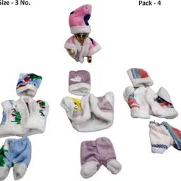 nini Laddu Gopal Ji 3 NO Winter Night Suit with Cap Set, (Random Color & Print) Dress-picture-17
